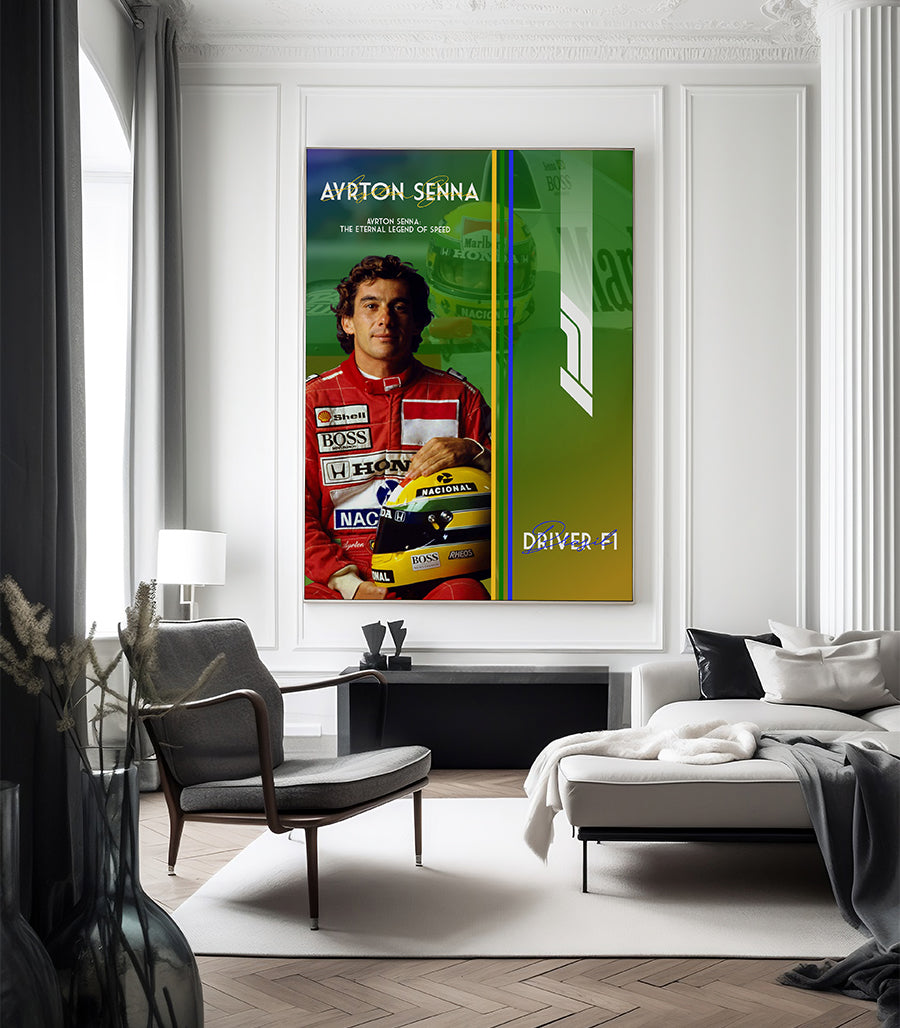 Tableau Décoratif - Ayrton Senna : La Légende Éternelle de la Vitesse