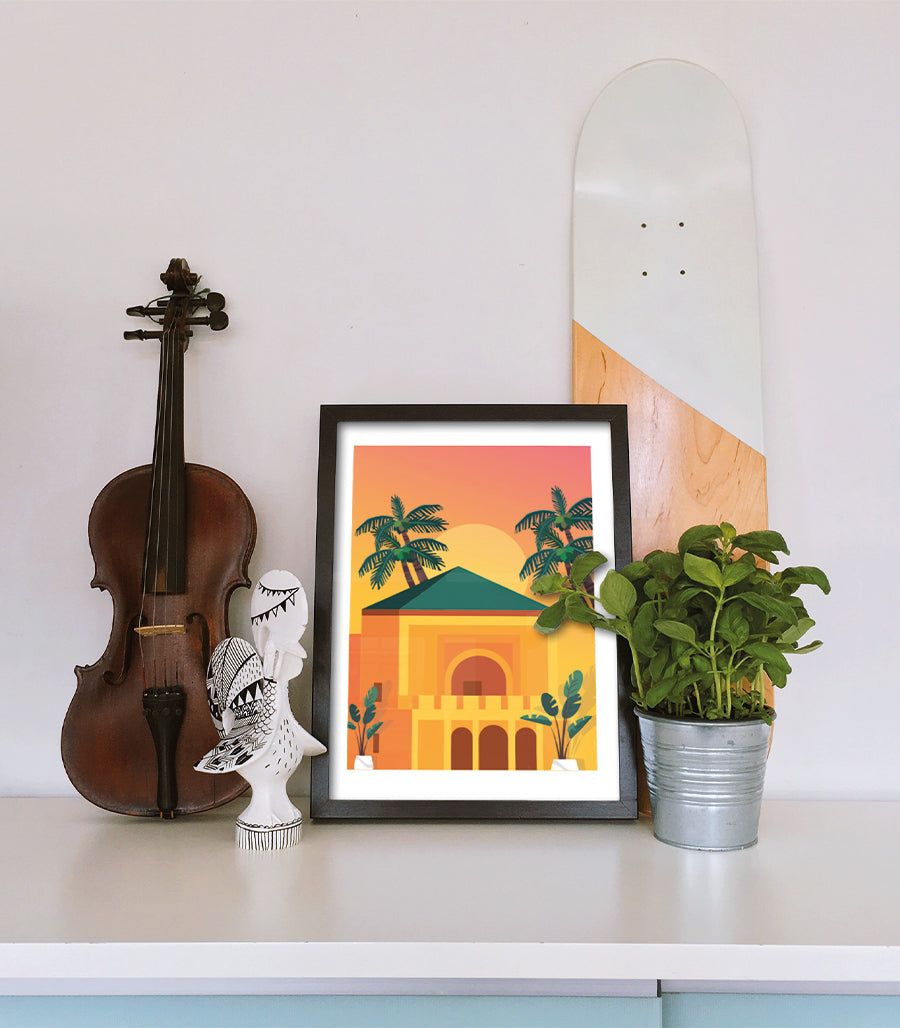 Tableau Decoratif Abstrait "Reflets de la Ménara - Marrakech"