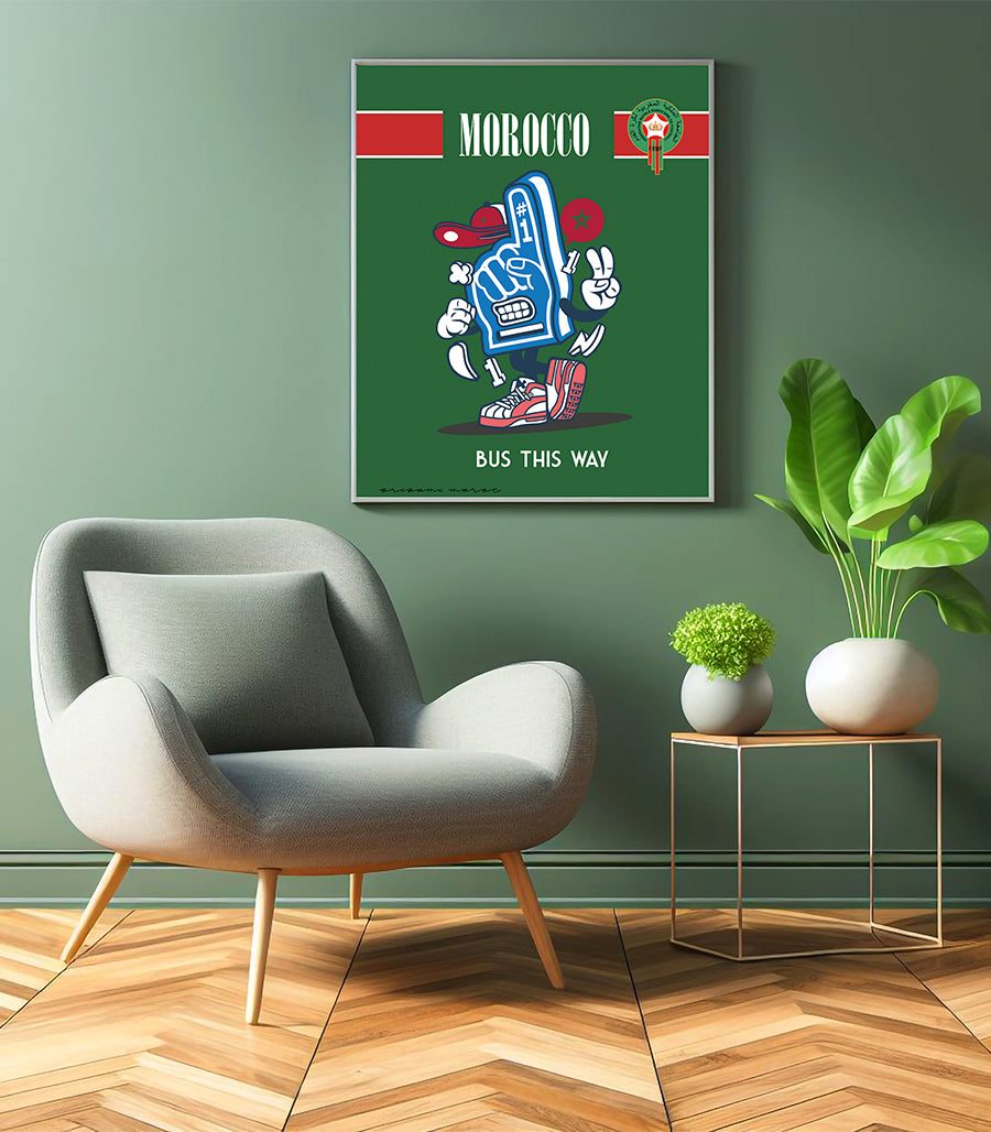 Tableau Décoratif : "Morocco #1 - Bus This Way"