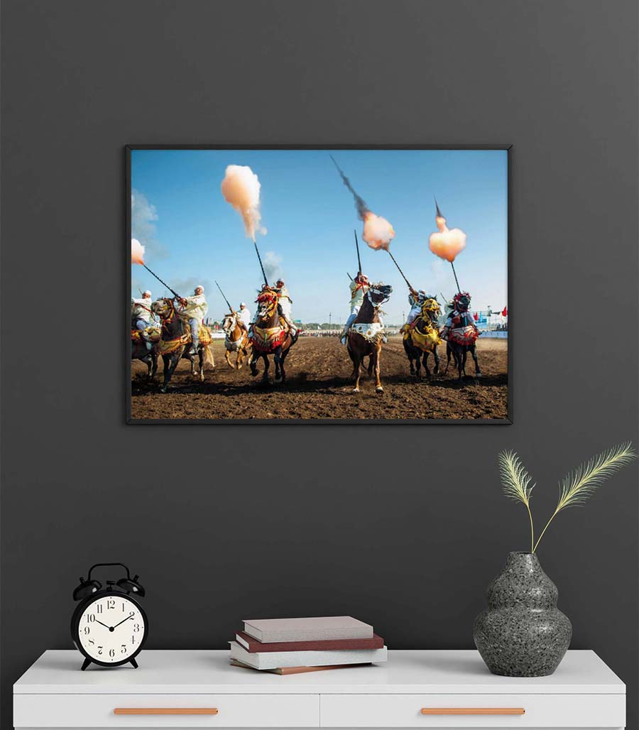 TABLEAU DÉCORATIF SUR VELOURS LA GRÂCE DU CHEVAL