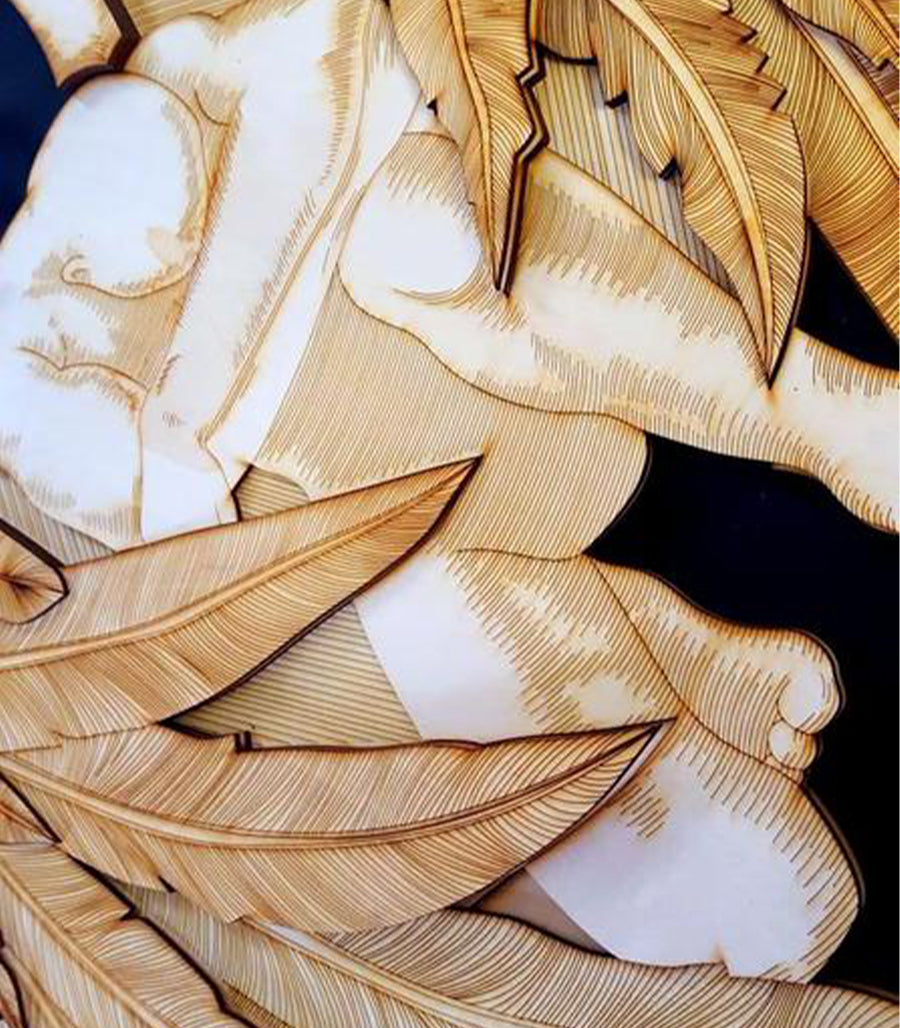 Sculpture Murale Ange en Bois Multicouche