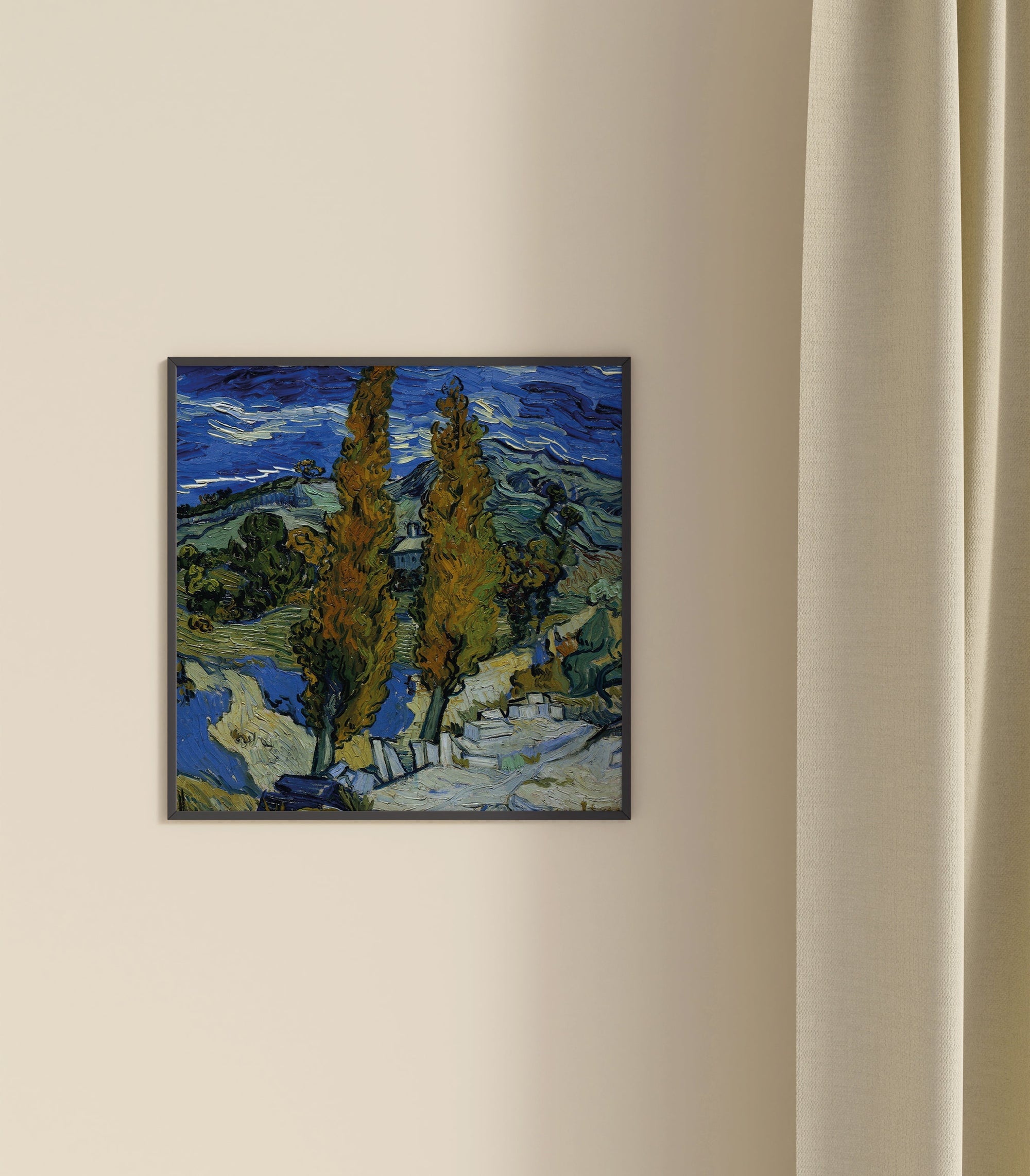 Tableau Décoratif Cypres sous le Ciel Azur