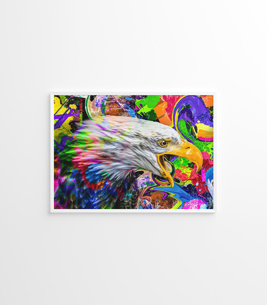 Tableau Décoratif Pop Art Animaux - Aigle Criard en Impression sur Velours