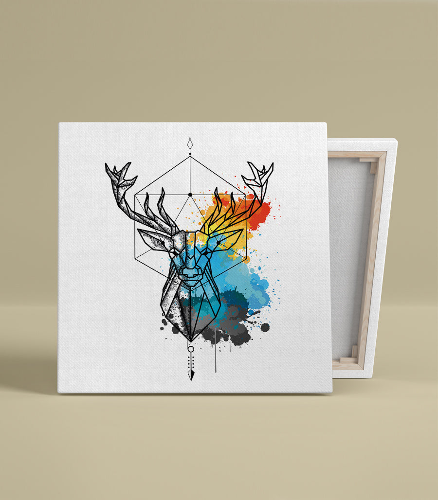 Tableau Décoratif Cerf Géométrique - Fusion Chromatique
