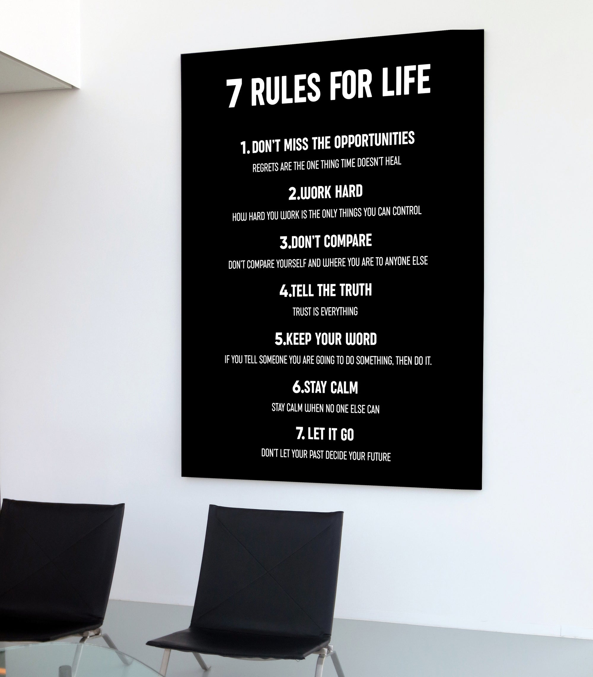 7 Règles pour la Vie Tableau Décoratif