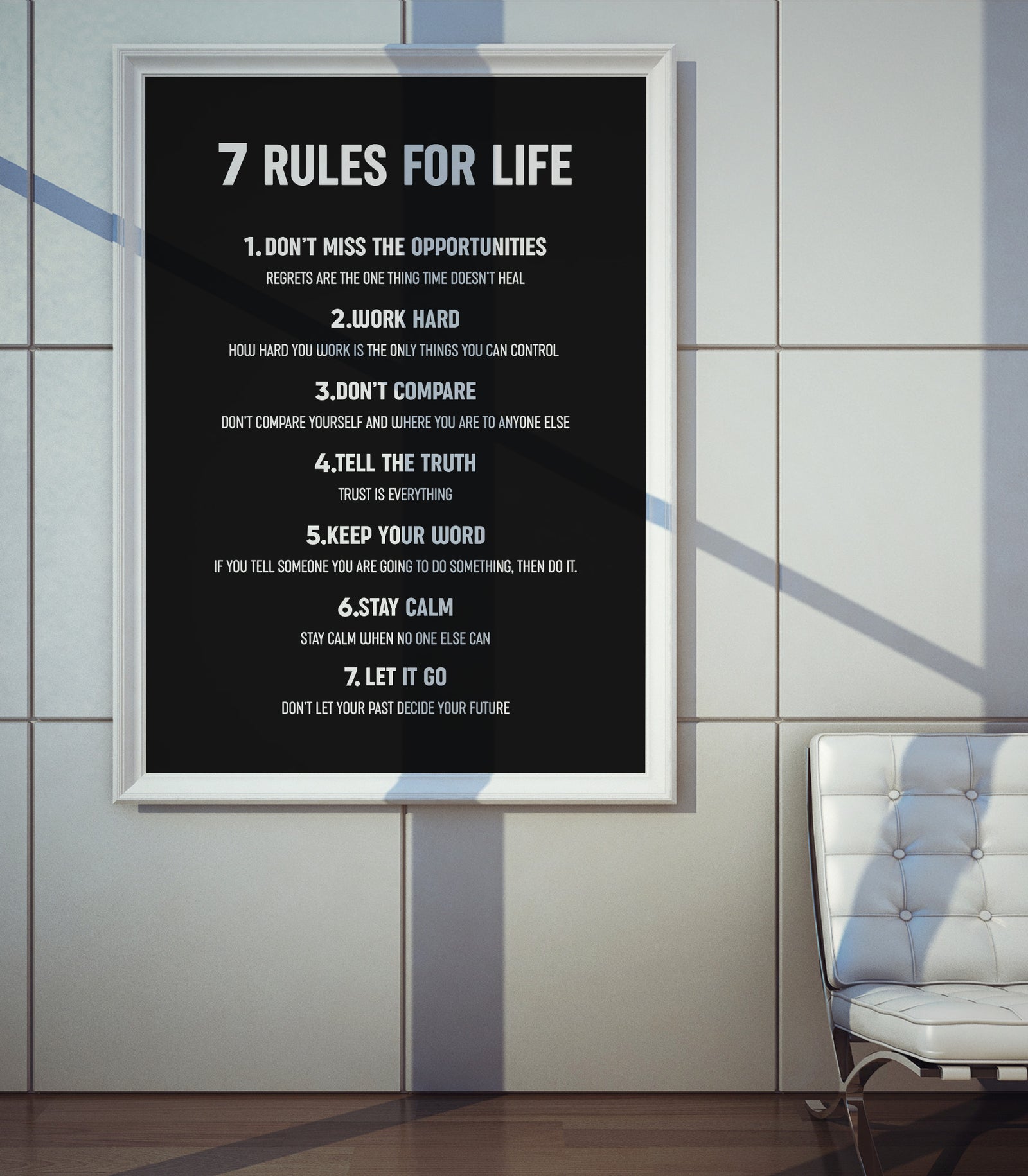 7 Règles pour la Vie Tableau Décoratif