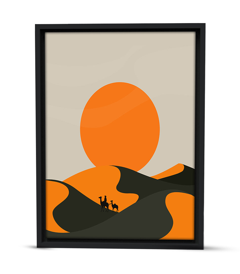 Tableau Décoratif Camaïeu Crépusculaire - Dunes et Chameaux