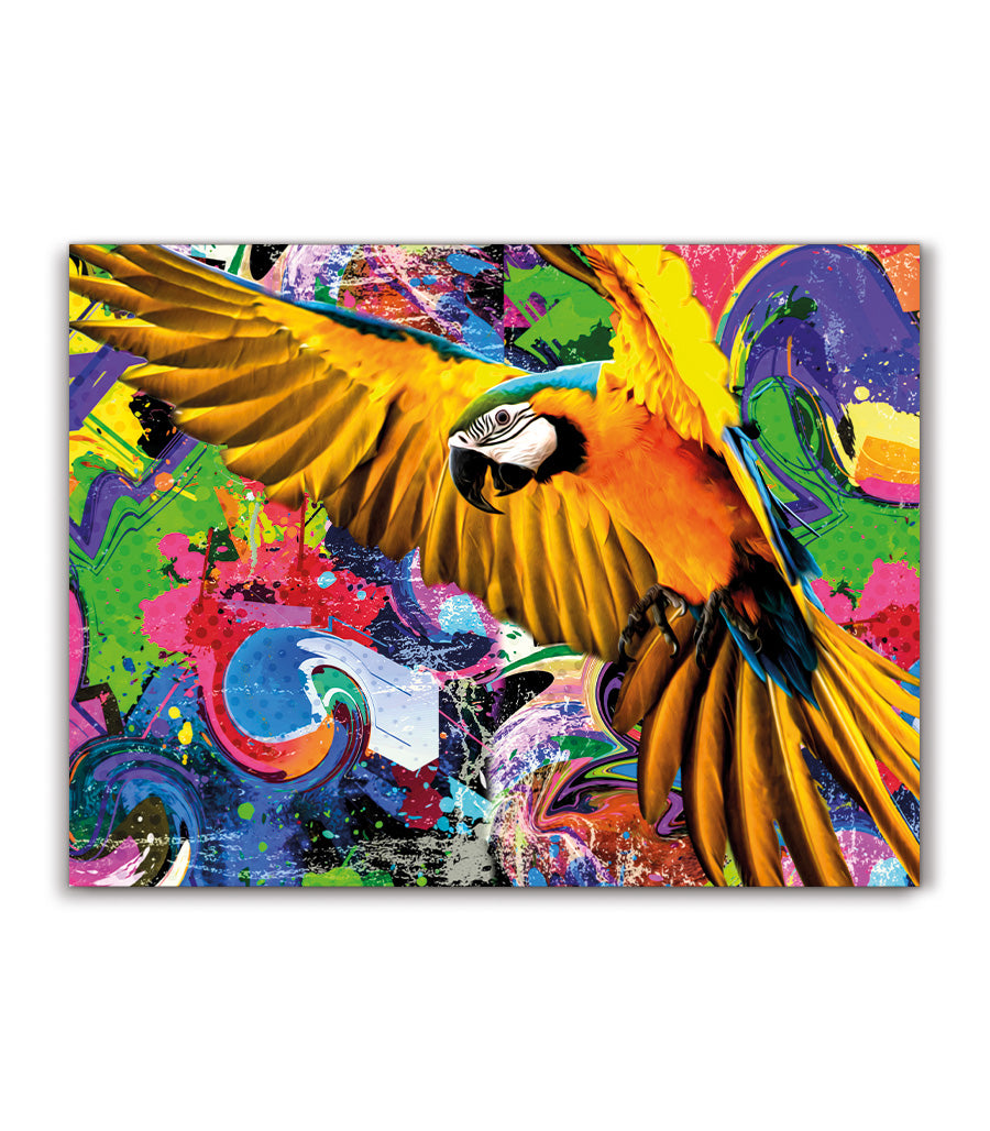 Tableau Décoratif Pop Art Animaux - Perroquet Coloré en Impression sur Velours
