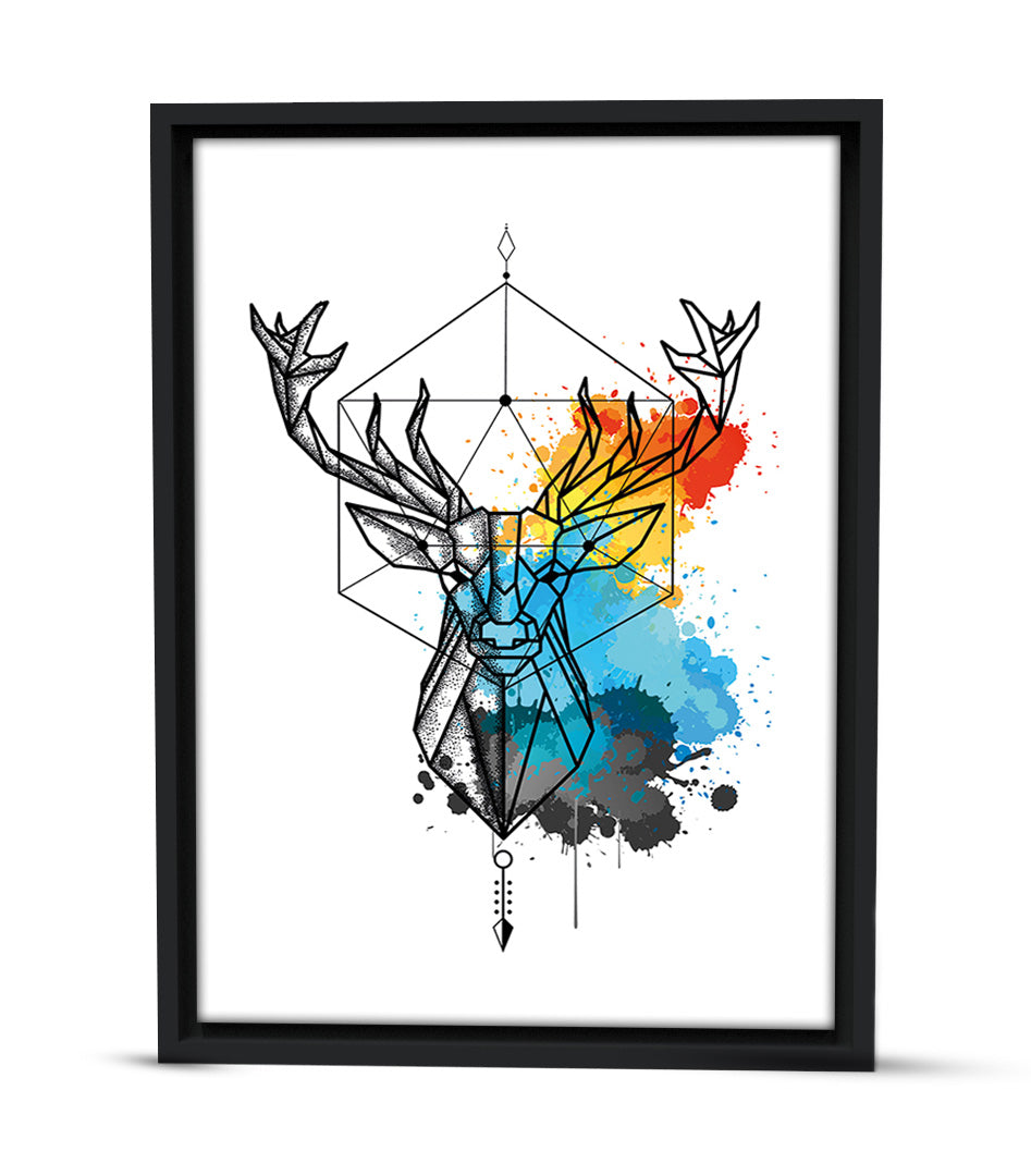 Tableau Décoratif Cerf Géométrique - Fusion Chromatique
