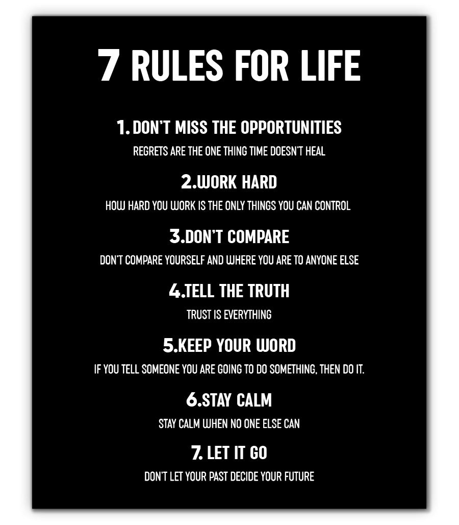 7 Règles pour la Vie Tableau Décoratif
