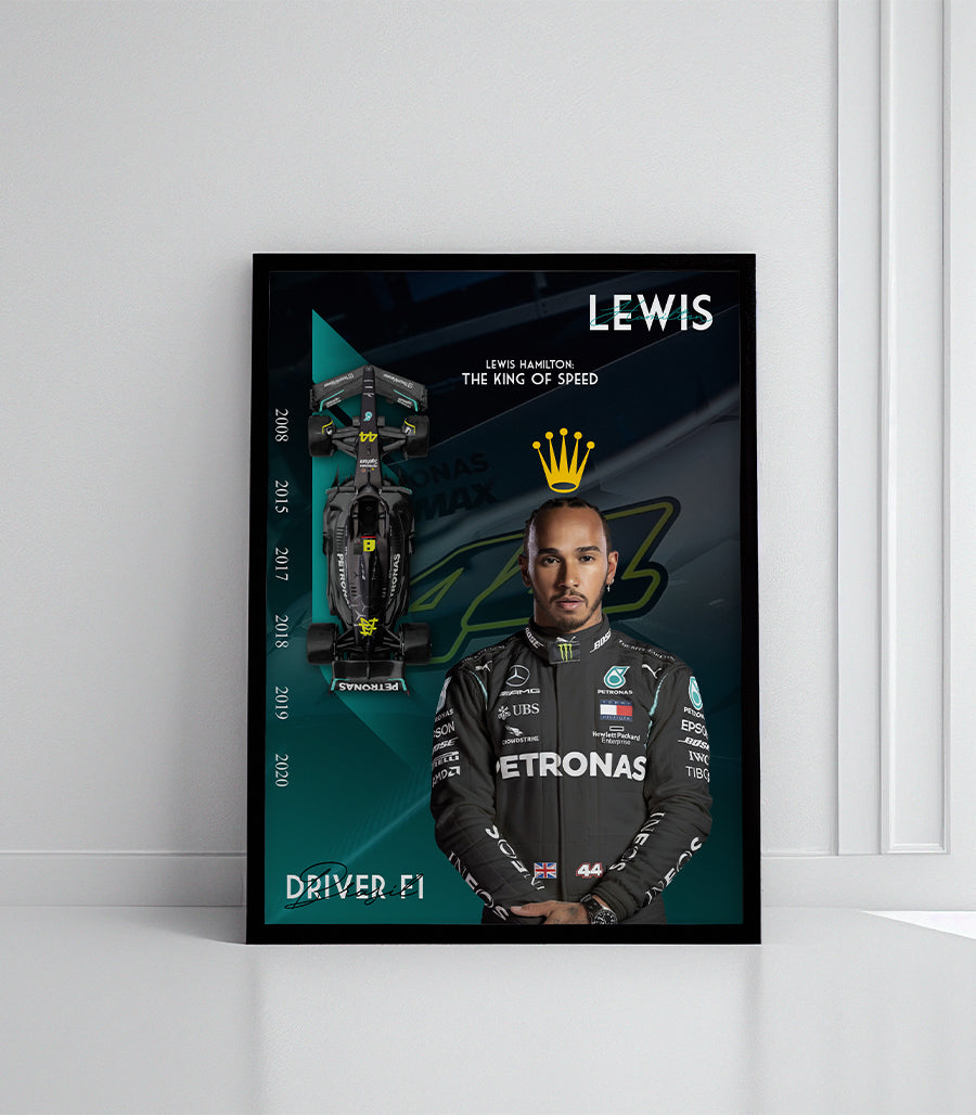 Tableau Décoratif - Lewis Hamilton : Le Roi de la Vitesse