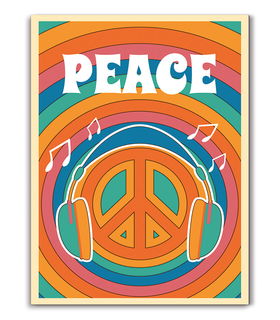Tableau Décoratif - Peace & Musique Rétro