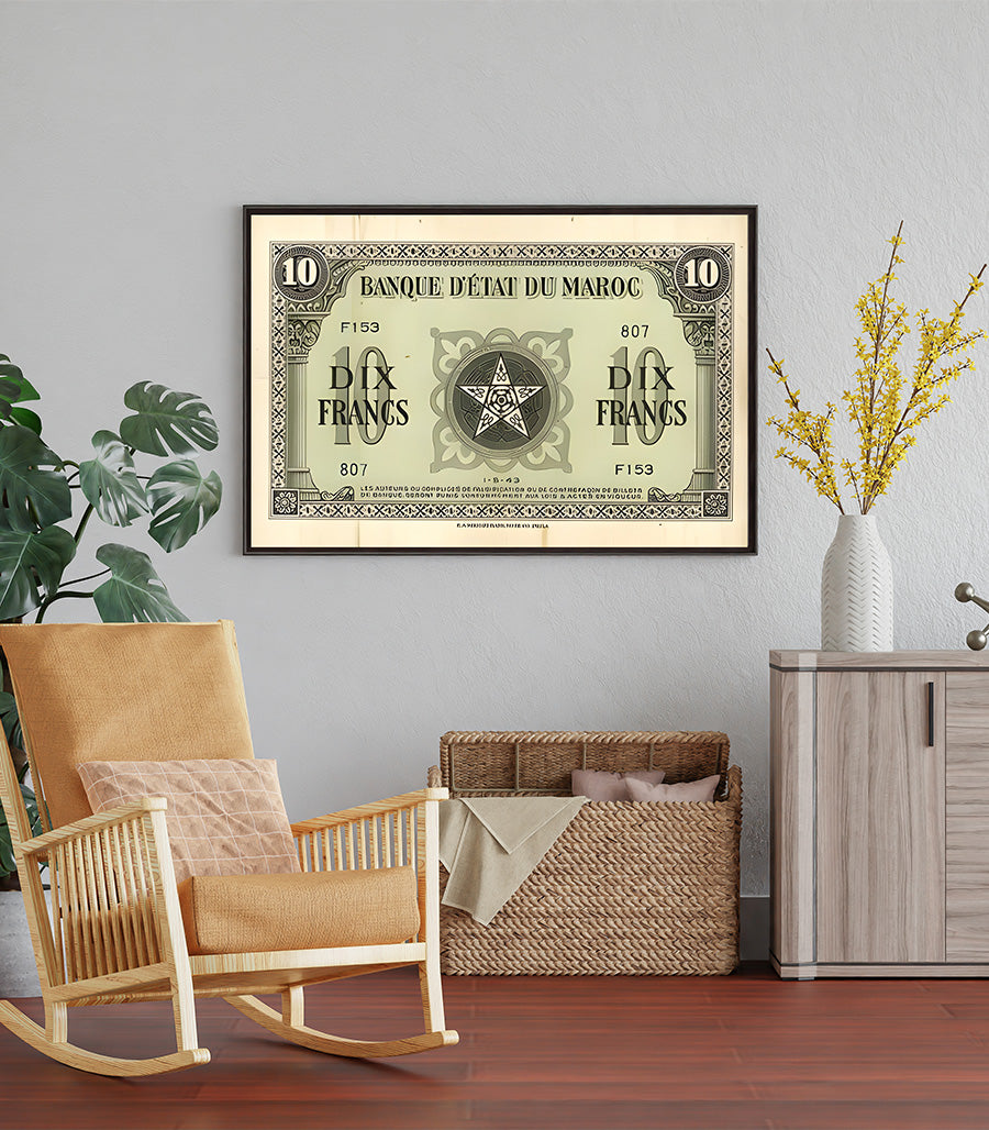 Tableau décoratif Billet de Dix Francs