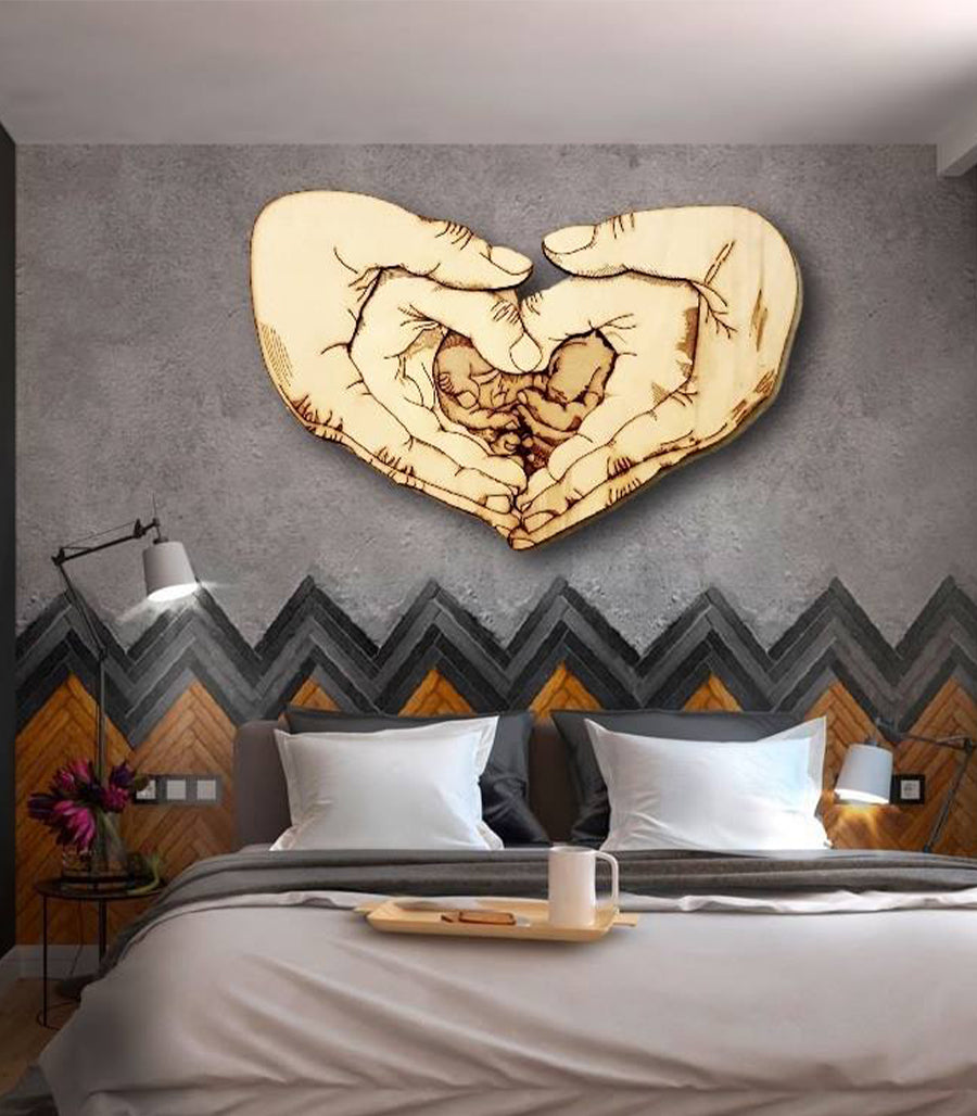 Unique multicouche bois amour familial. Art mural, décor