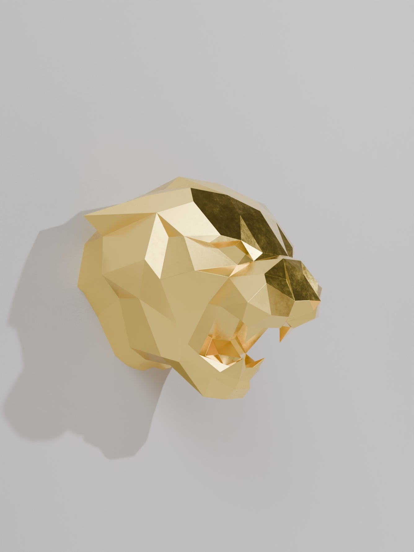 Sculpture murale – Tête de Tigre Polygonale