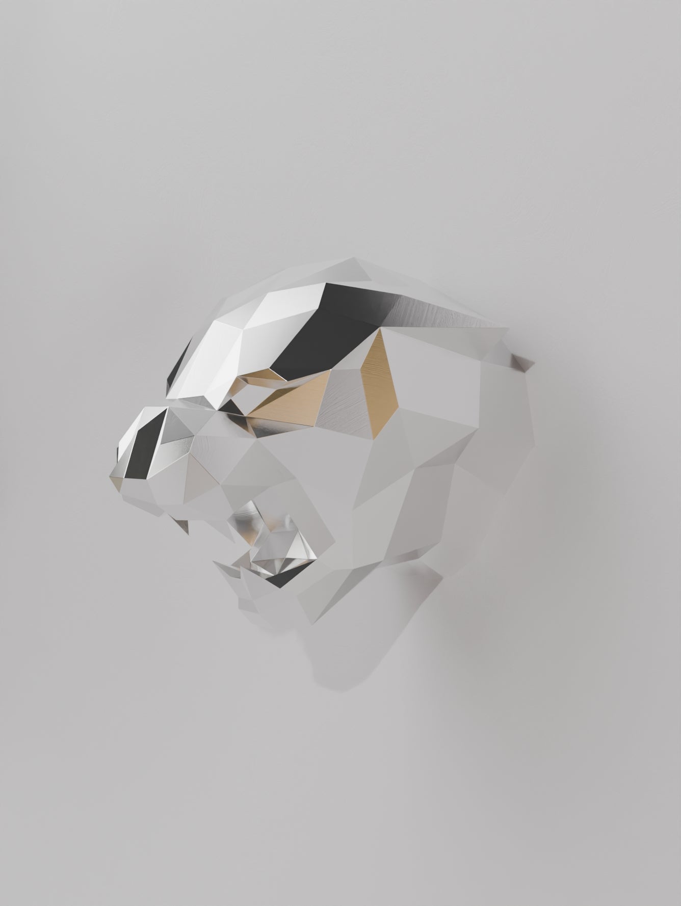 Sculpture murale – Tête de Tigre Polygonale