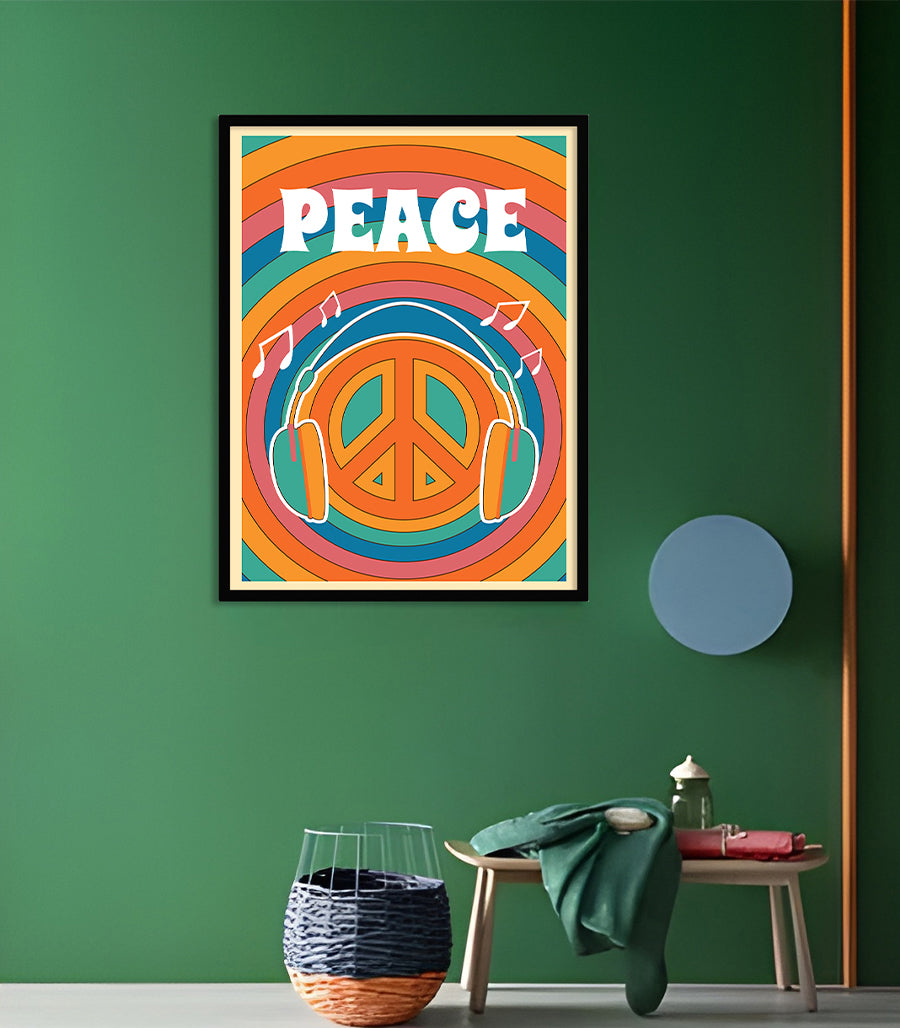 Tableau Décoratif - Peace & Musique Rétro