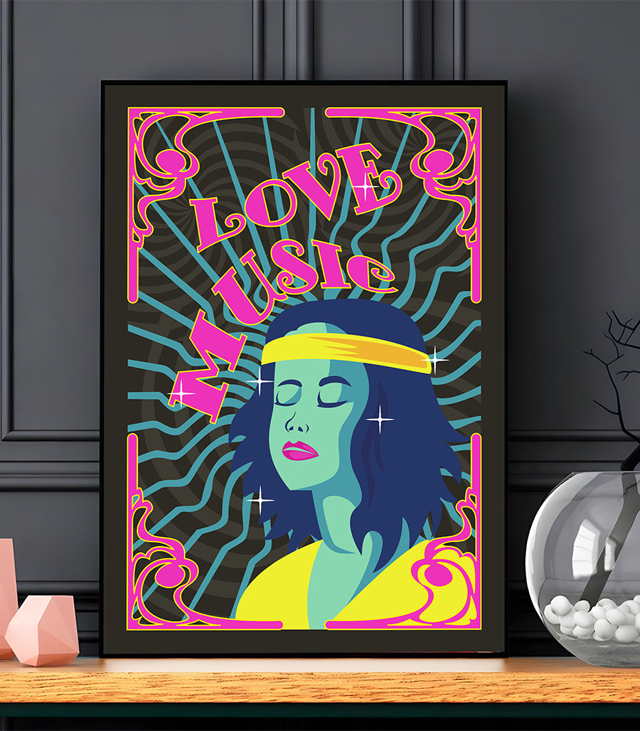 Tableau Décoratif - Love Music Psychédélique
