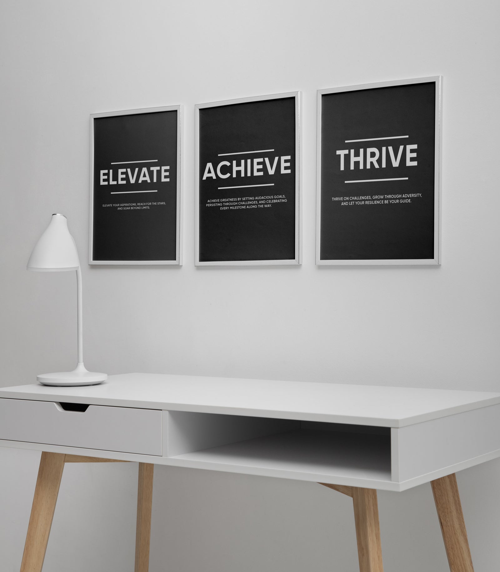 Triptyque de Motivation Noir Tableau Décoratif Moderne
