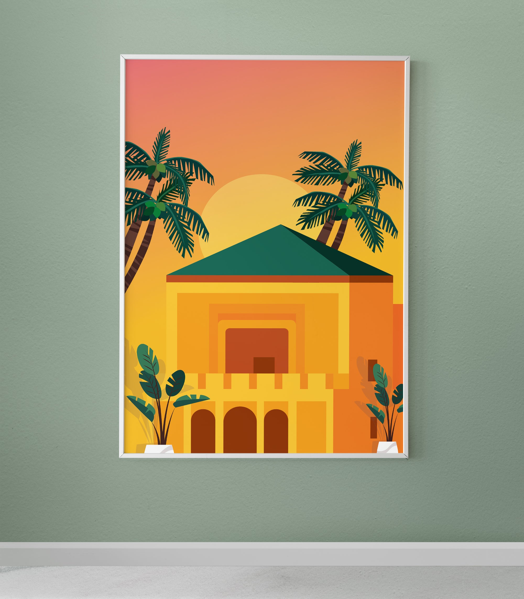 Tableau Decoratif Abstrait &quot;Reflets de la Ménara - Marrakech&quot;